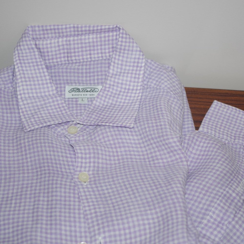 Piattelli Barneys New York Mens Long Sleeve Button Down Shirt Checks Size:L